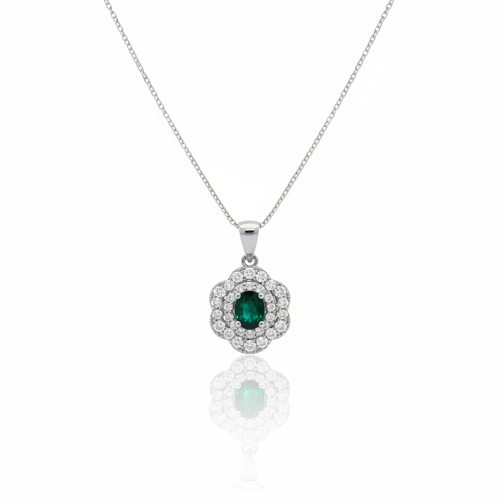 Conjunto Verde Imperial em Prata 925