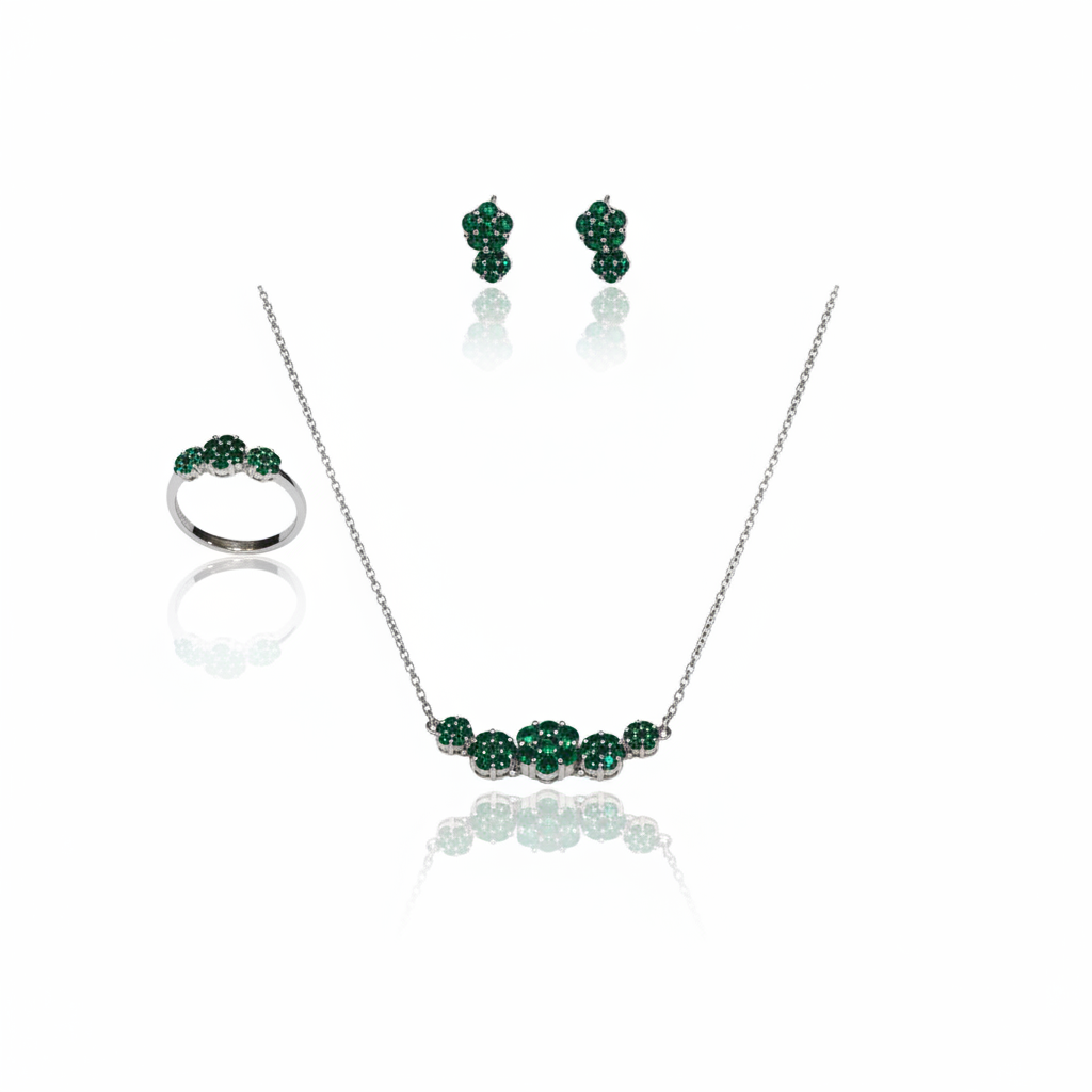 Conjunto Jardim Esmeralda em Prata 925