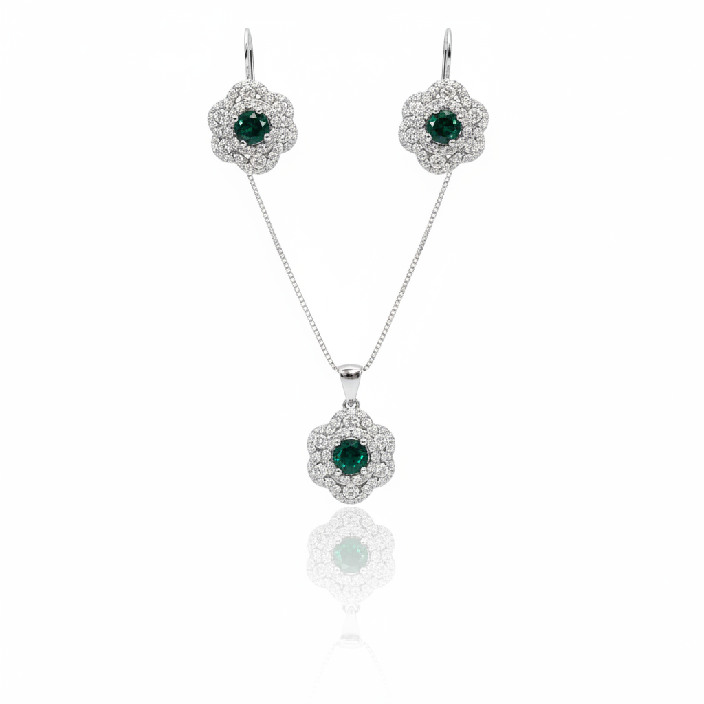 Conjunto Verde Imperial em Prata 925 - Imagem 2