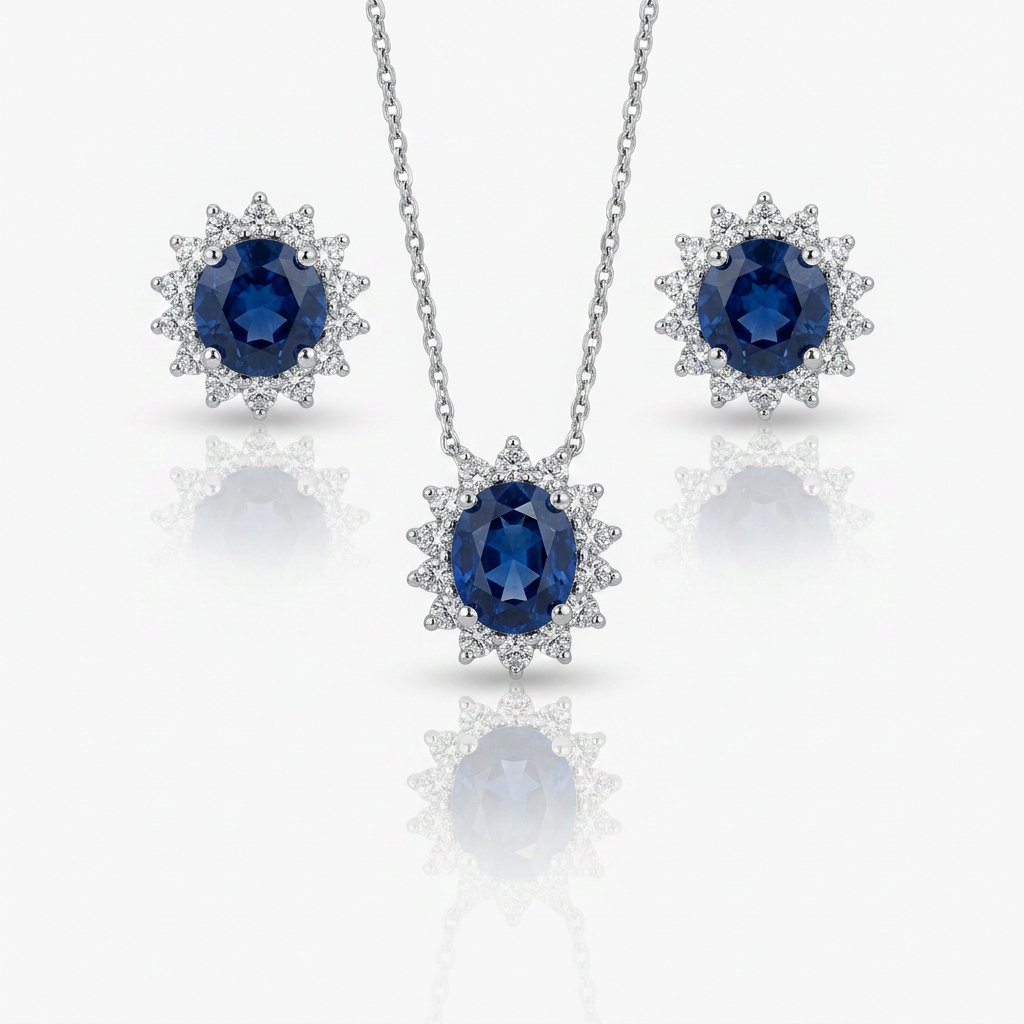 Conjunto Gota Indigo Majestade em Prata 925