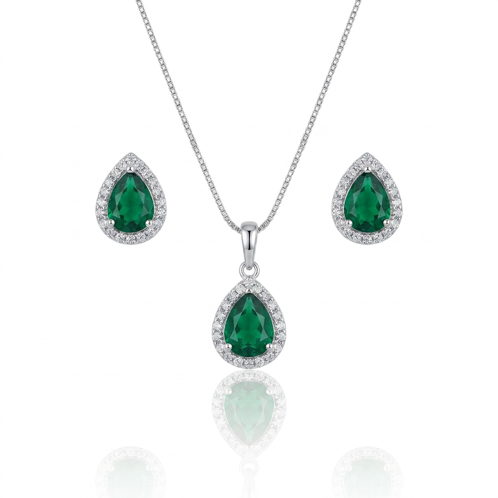Conjunto Gota Vert Imperial em Prata 925 - Imagem 2