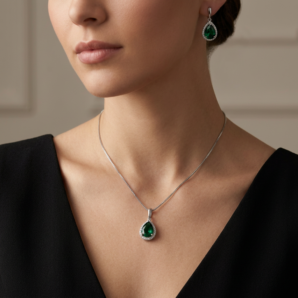 Conjunto Gota Vert Imperial em Prata 925 - Imagem 3