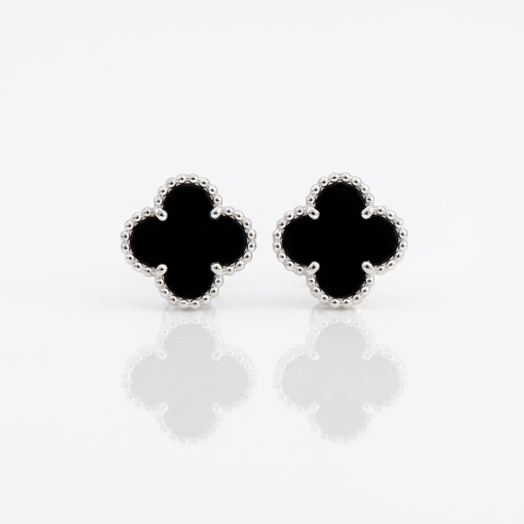 Conjunto Trevo Noir Elegance em Prata 925 - Imagem 2