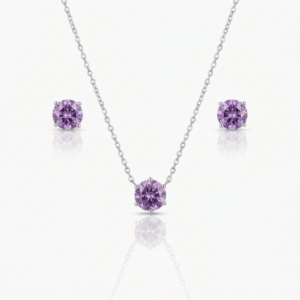 Conjunto Ponto de Luz Lavanda em Prata 925