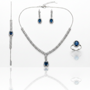 Conjunto Azul Majestique em Prata 925