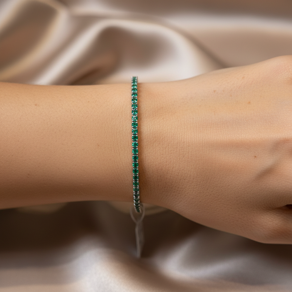 Pulseira Riviera Verde Imperial em Prata 925 - Imagem 3