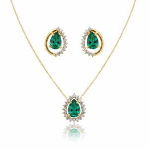 Conjunto Imperial Gota Verdrâte em Ouro 18K
