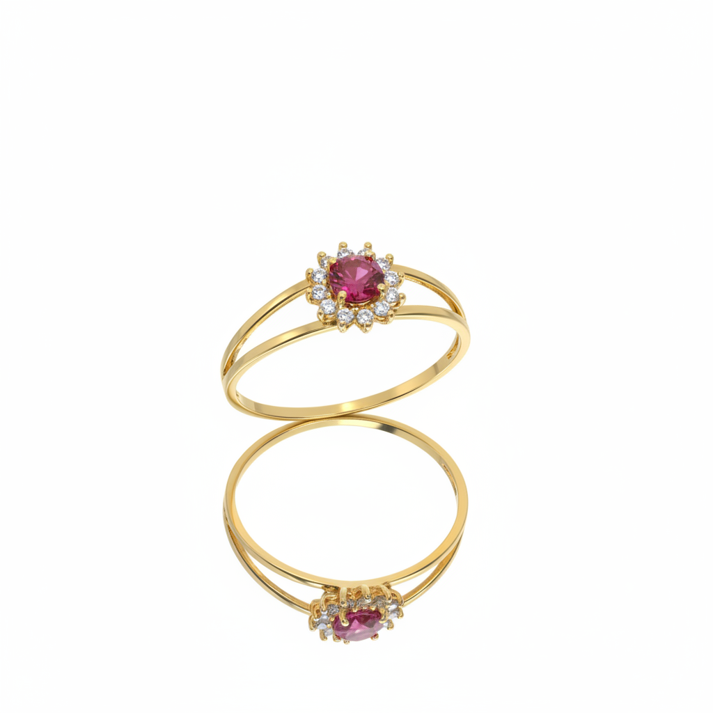 Anel de Formatura Rubi Aurora em Ouro 18K