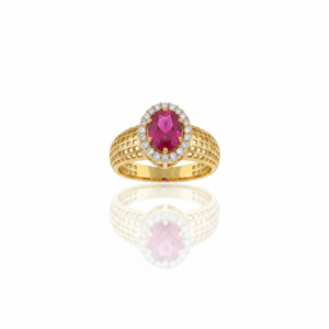 Anel de Formatura Rubi Imperial em Ouro 18K