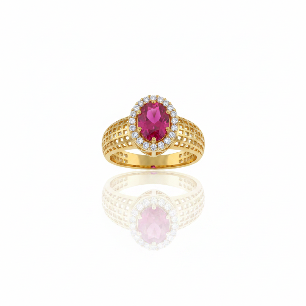 Anel de Formatura Rubi Imperial em Ouro 18K