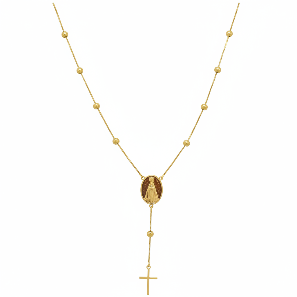 Colar Terço Graça Divina em Ouro 18K