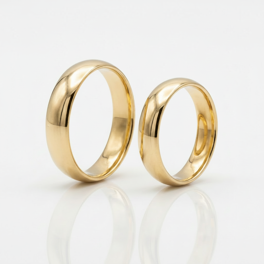 Par de Alianças de Ouro 18K Tradicional Tubular-5mm
