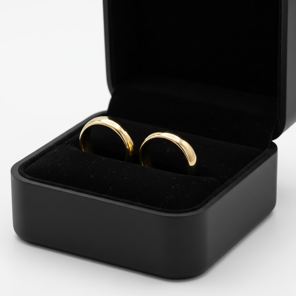 Par de Alianças de Ouro 18K Tradicional Tubular-5mm - Imagem 2