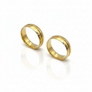 Aliança Ouro 18K Tradicional com Friso Central- Abaulada 5mm