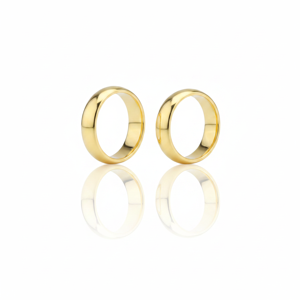 Par de Alianças em Ouro 18K Trabalhadas-5mm