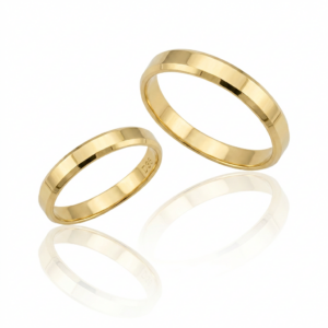 Par de Alianças Ouro 18K Tradicional Facetadas-3mm