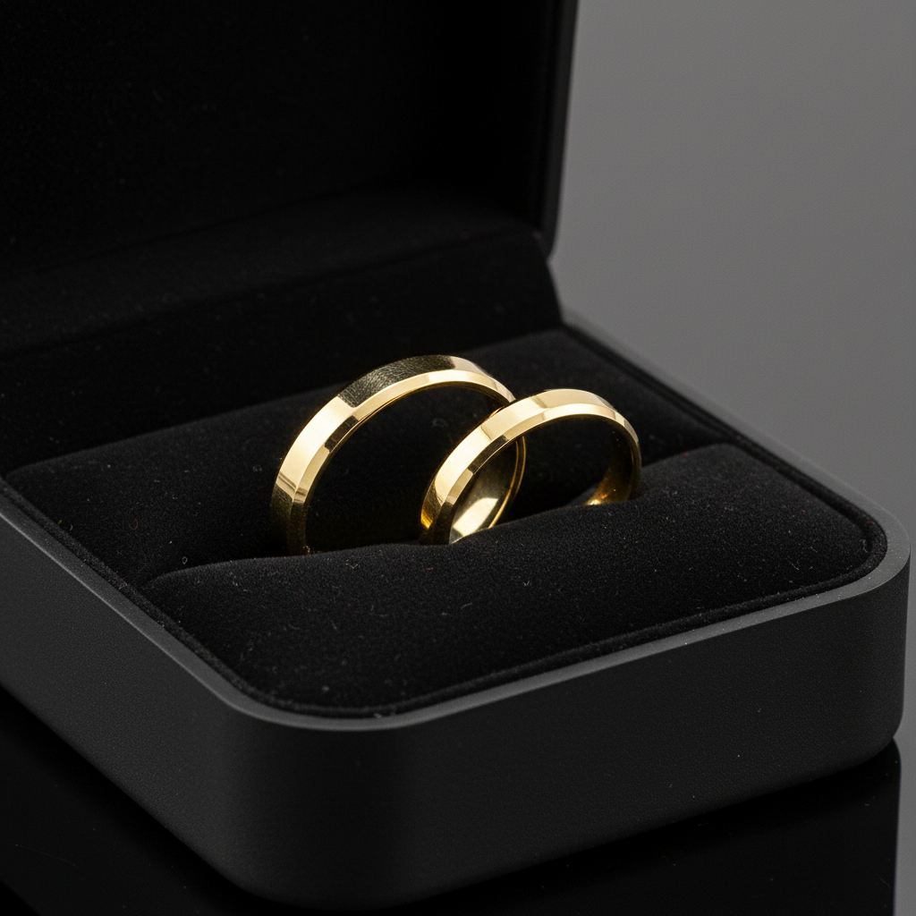 Par de Alianças Ouro 18K Tradicional Facetadas-3mm - Imagem 3