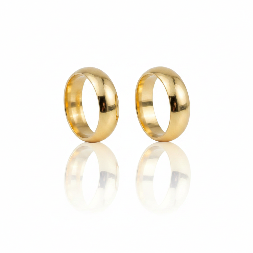 Par de Alianças Tradicionais Anatômicas em Ouro 18K-6mm