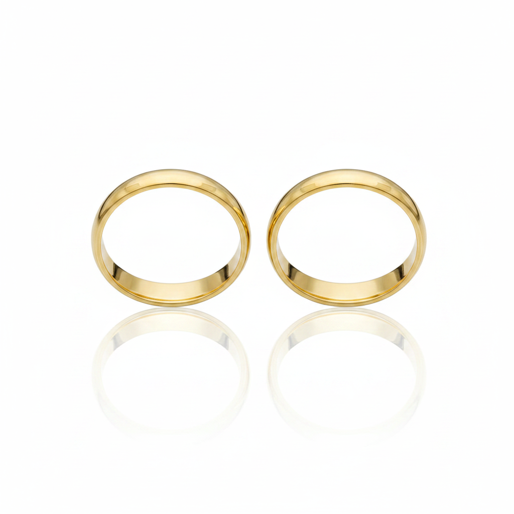 Par de Alianças em Ouro 18K Trabalhadas-3mm