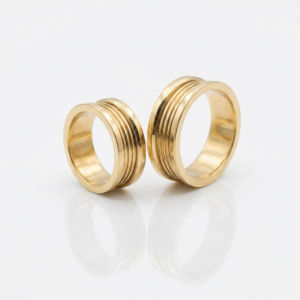 Par de Alianças Ouro 18K com Frisos Múltiplos-10mm