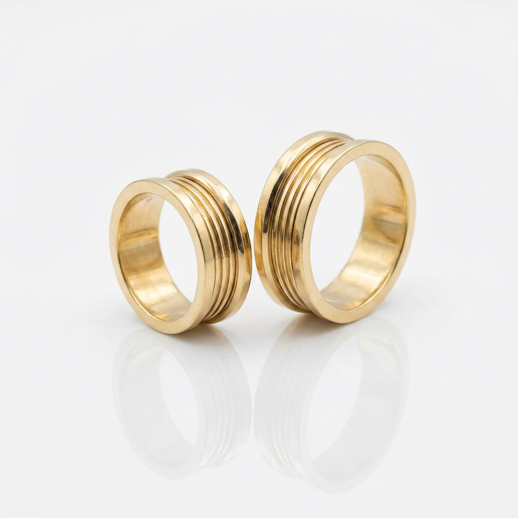 Par de Alianças Ouro 18K com Frisos Múltiplos-10mm