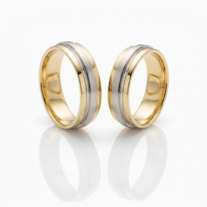 Aliança de Ouro 18K Bicolor com Ouro Branco-6mm