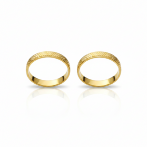 Par de Alianças Diamantadas em Ouro 18K-4mm