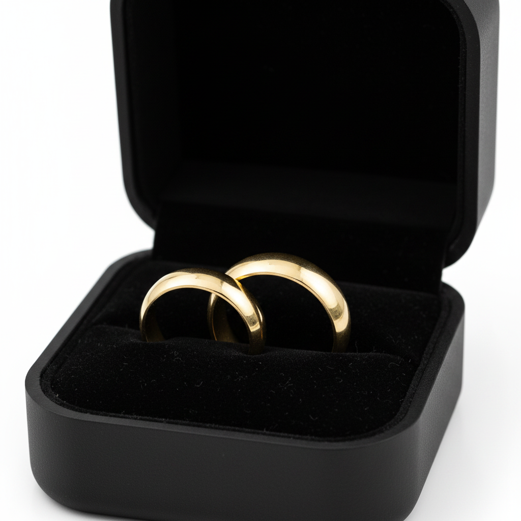 Par de Alianças Tradicionais Anatômicas em Ouro 18K-6mm - Imagem 2