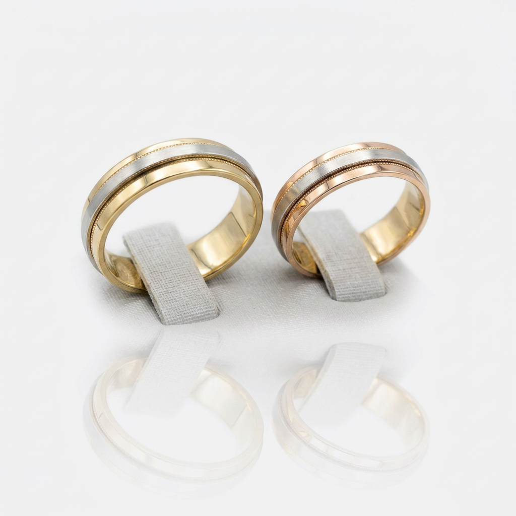 Aliança de Ouro 18K Bicolor com Ouro Branco-6mm - Imagem 2