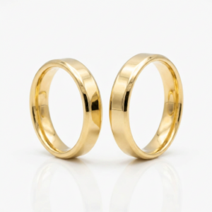 Par de Alianças de Ouro 18K Facetadas Tubular-5mm