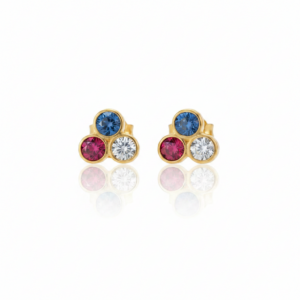 Brinco Trio Colors em Ouro 18K