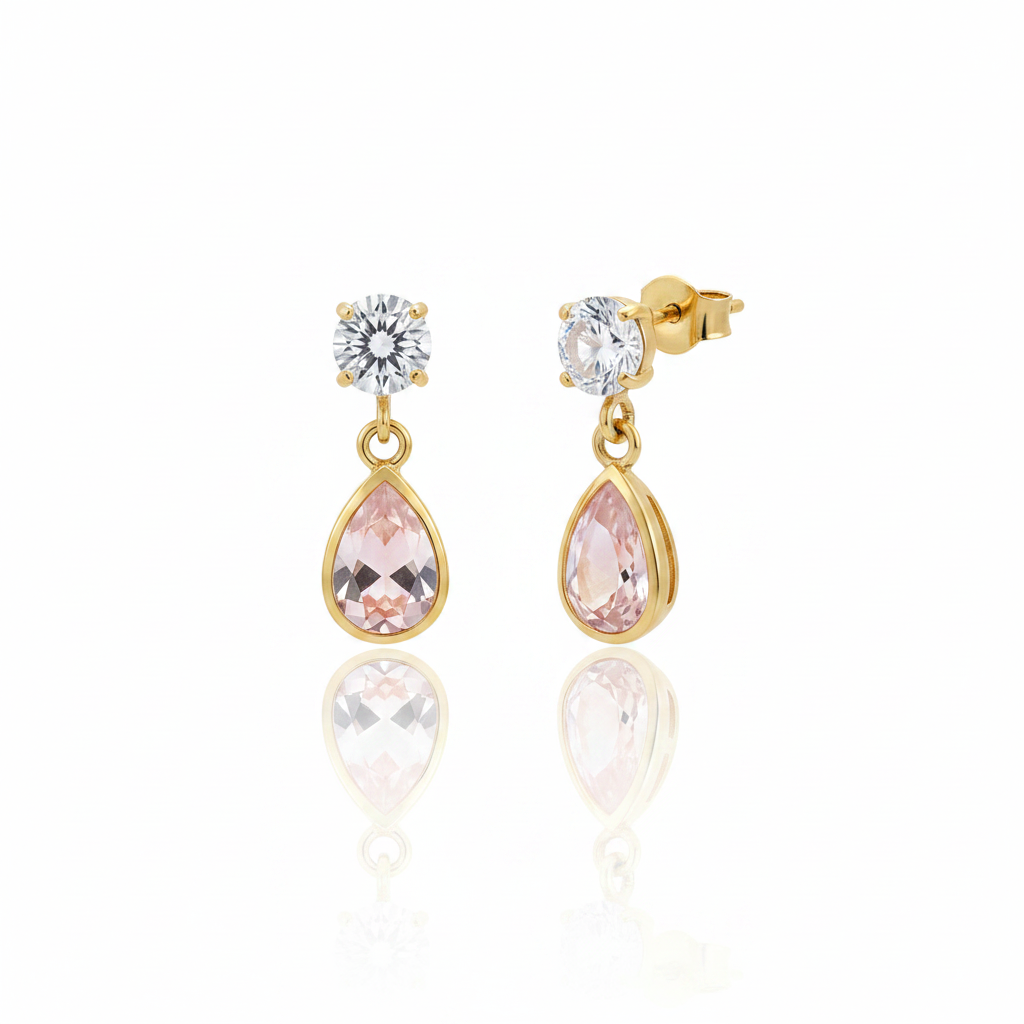 Brinco Gota Rosé em Ouro 18K