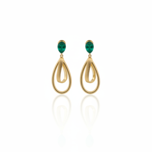 Brinco Goccia Verde em Ouro 18K