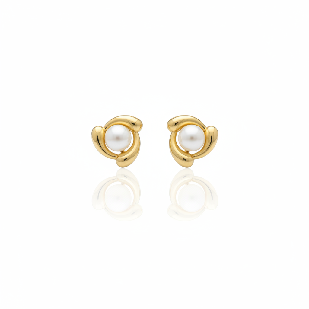 Brinco Pérola Fleur Dourée em Ouro18K