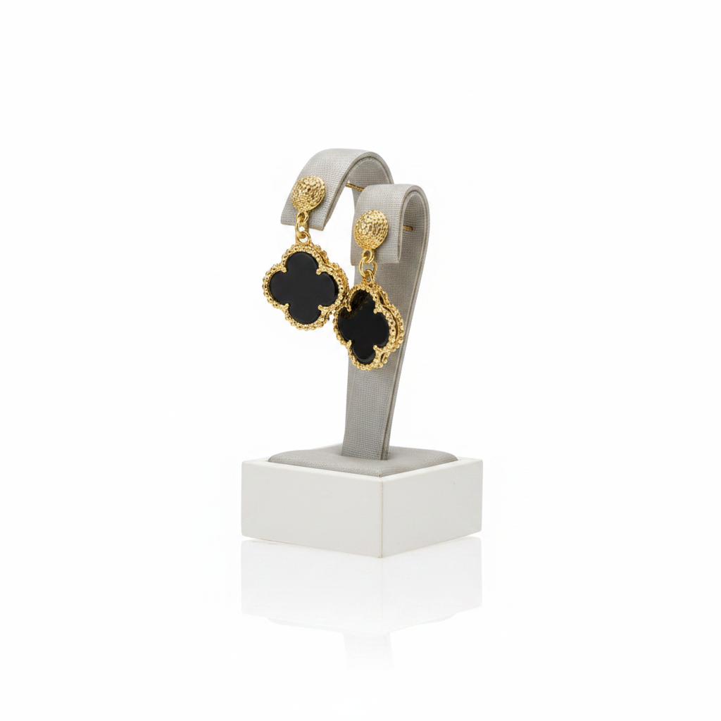 Brinco Trèfle Noir em Ouro 18K