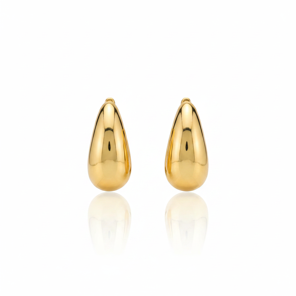 Brinco Gota Dourada Élégance em Ouro 18K