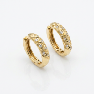 Brinco Meia Argola Trançada Aurum em Ouro 18K