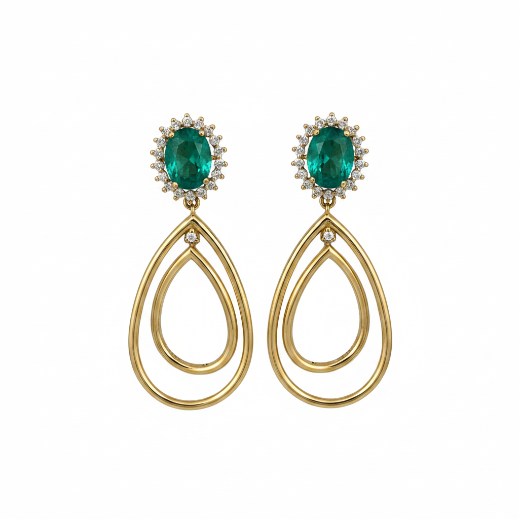 Brinco Esmeralda Éclat em Ouro 18K