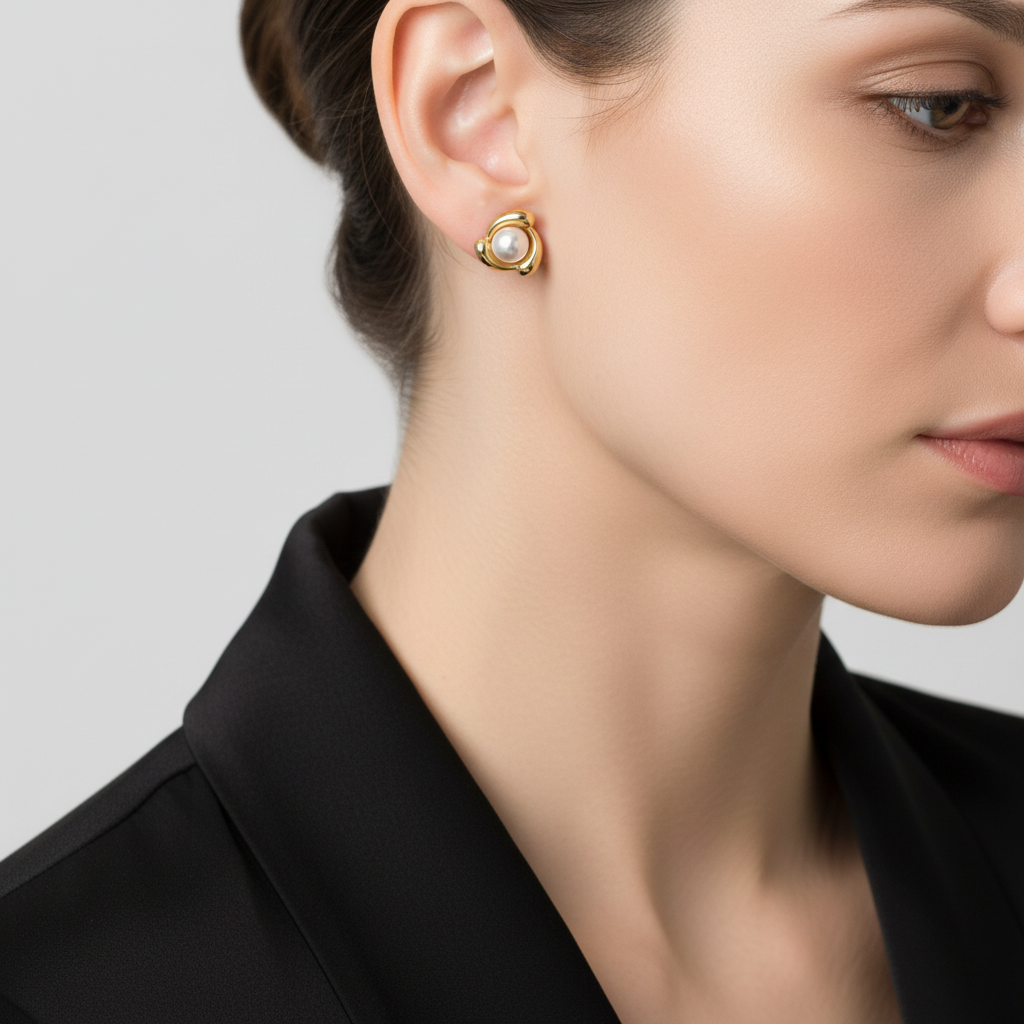 Brinco Pérola Fleur Dourée em Ouro18K - Imagem 2