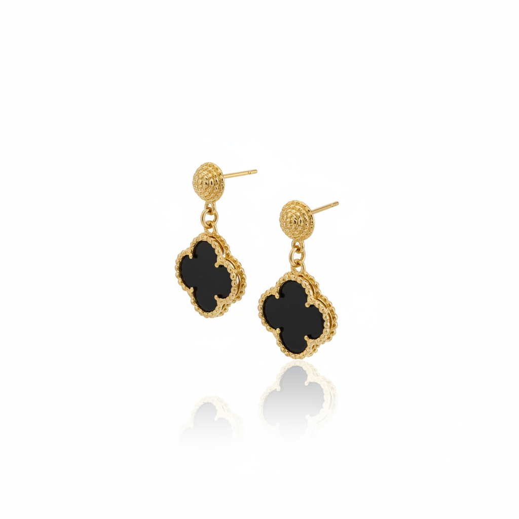 Brinco Trèfle Noir em Ouro 18K - Imagem 2