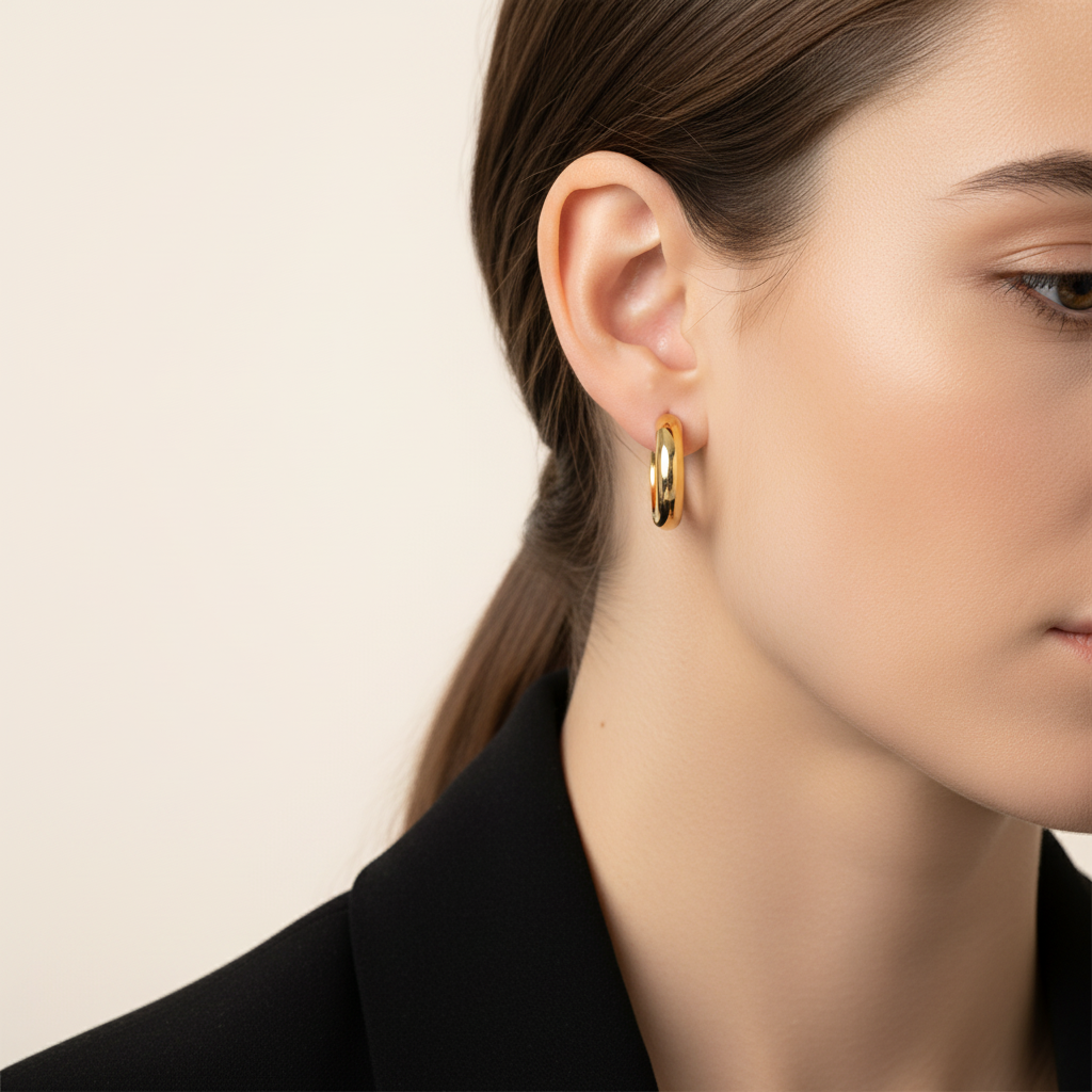 Brinco Argola Lumière Dourée em Ouro 18K - Imagem 2