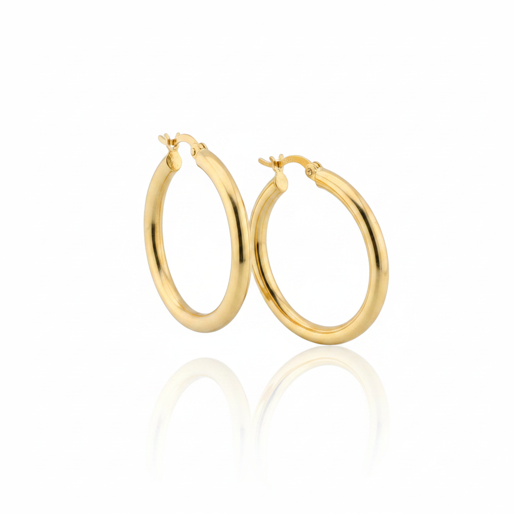 Brinco Argola Clássica Élégance em Ouro 18K