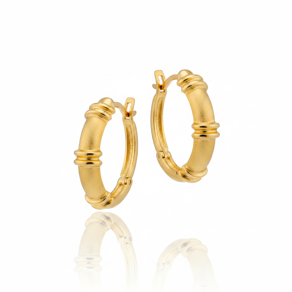 Brinco Bambu Dourado em Ouro 18K - Imagem 2