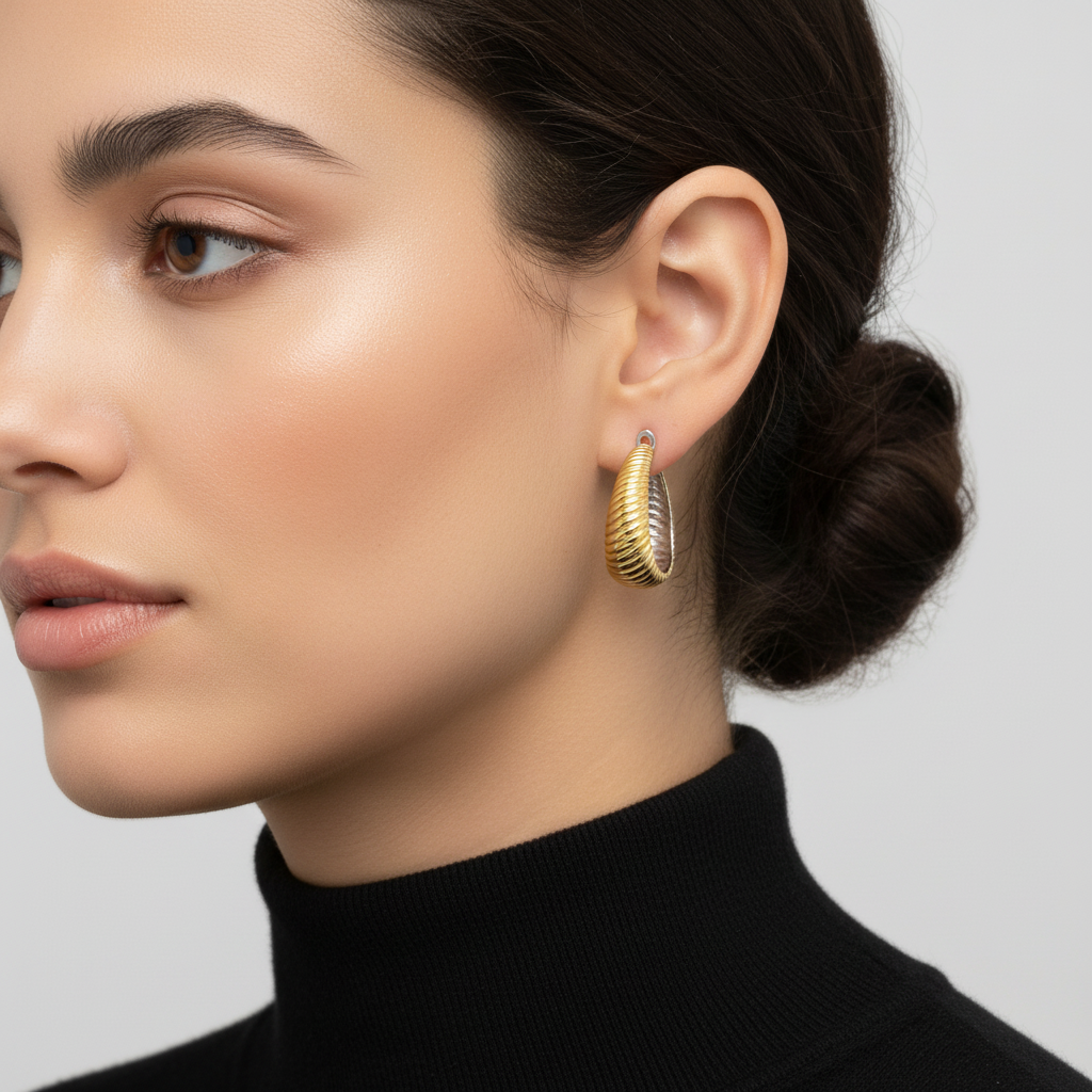 Brinco Argola Dueto em Ouro 18K - Imagem 3