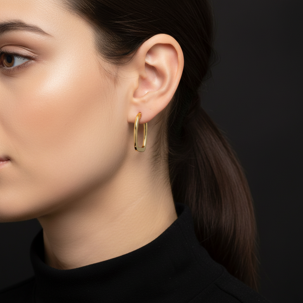 Brinco Argola Geométrica Aurum em Ouro 18K - Imagem 3